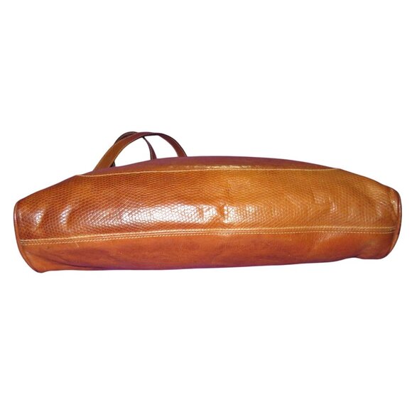 FURLA Vintage Y2K Italian Snakeskin Embossed & Smooth Calf Leather Satchel Bag - Picture 5 of 15